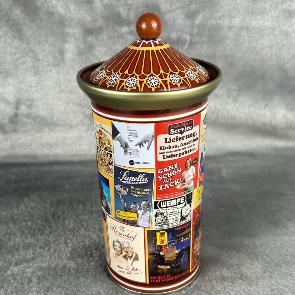 Schmidt Lebkuchen Nuremberg German Advertising‎ Biscuit Tin Domed Lid